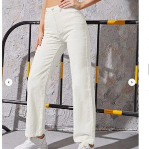 Zara Straight Leg White Jeans